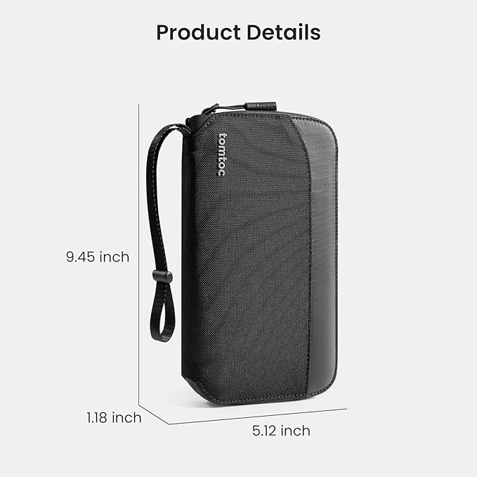 tomtoc Passport Holder Family with RFID Blocking, Passport Wallet Women Men, with Airtag & Sim Card Holder and Eject Pin, Travel Document Organizer with Wrist Strap, Up to 4 Passports, Water-resistant