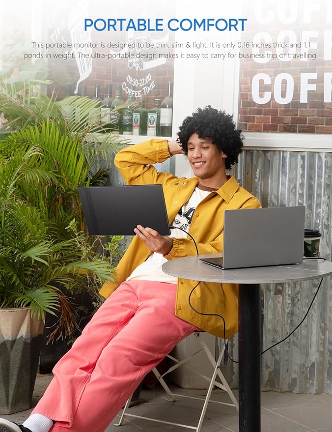 ARZOPA Portable Monitor Kickstand, 14.0" Ultra Slim Portable Laptop Monitor FHD 1080P External Display with Dual Speakers Second Screen for Laptop PC Phone Xbox PS4/5 Switch-A1S