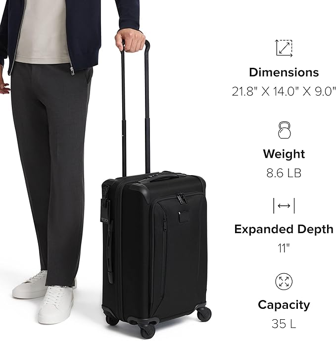 TUMI - Aerotour 4 Wheel Expandable Luggage - Men's and Women's Lightweight Business and Leisure Travel Suitcase - 21.75" International Expandable Carry-On, Navy
