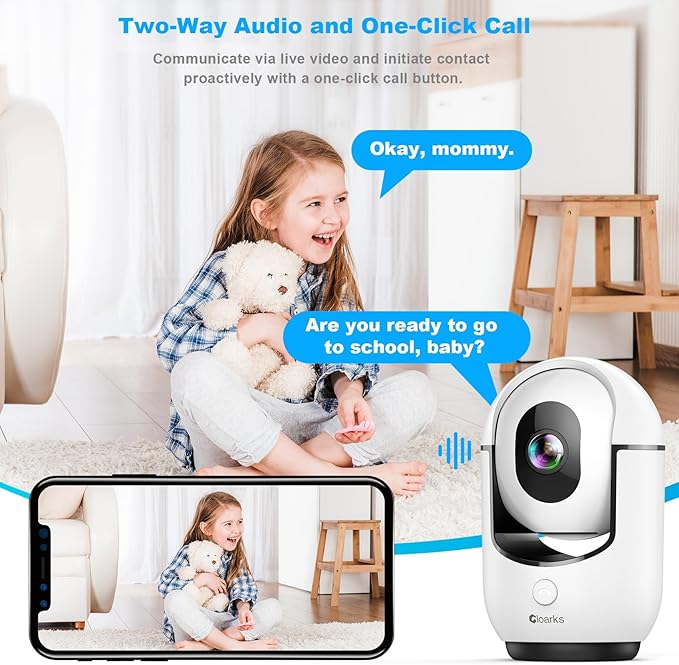 2K Pan/Tilt Security Camera, WiFi Indoor Cameras for Home Security with AI Motion Detection, Pet/Dog/Baby Camera with Phone App, 2-Way Audio, 24/7, Siren, TF/Cloud Storage