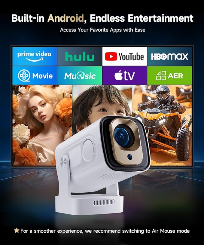 【Auto Focus&1080P】Magcubic Mini Smart Projector with 4K Support, Portable Projector with Wifi and Bluetooth, 5W Speaker, Built in Apps, Voice Control, Outdoor Movie Projector