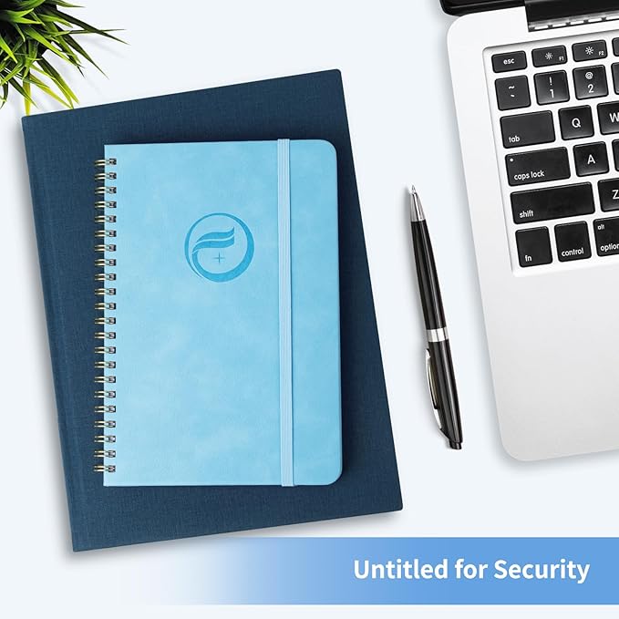 Password Book with Alphabetical Tabs, Password Keeper Book for Seniors, Individual & Colorful Tabs, Spiral Hardcover Password Notebook for Website Logins, 5.7" x 7.7", Blue