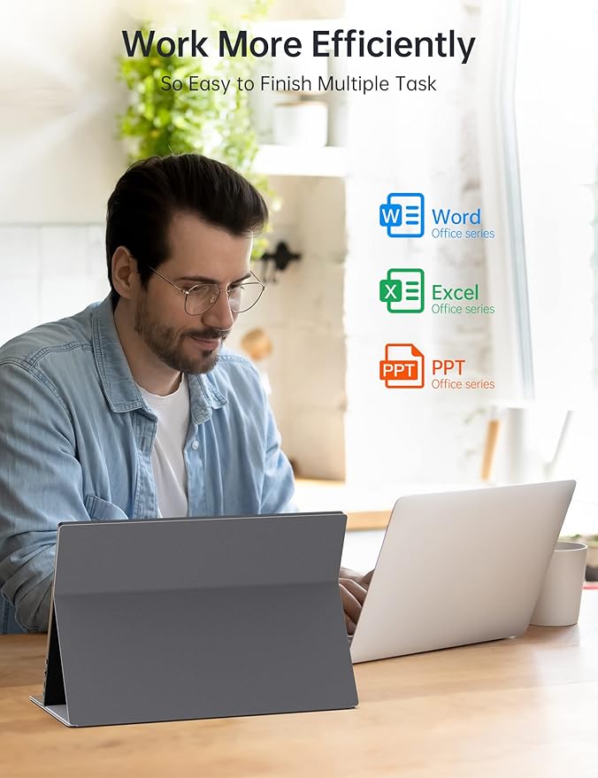 2.5k Portable Monitor 16inch 2560X1600 USB C Laptop Monitor HDMI Computer Display HDR IPS Gaming Screen w/Smart Cover & Dual Speakers for PC Mac Phone Xbox PS5 Switch Laptop