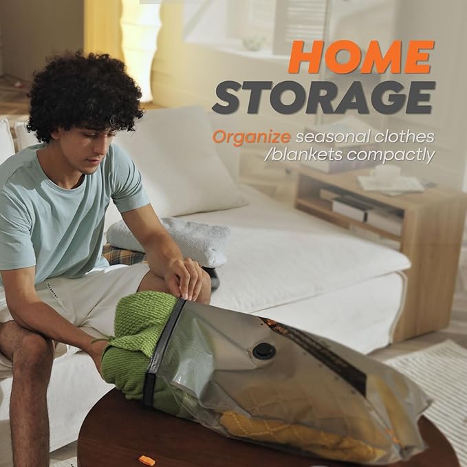 Rechargeable Wireless Pump Travel Storage Bags Set - 10 Pack Portable Space Saver Bags for Travel & Home - Vacuum Compression Packing Seal for Clothes, Blankets, Seasonal Storage