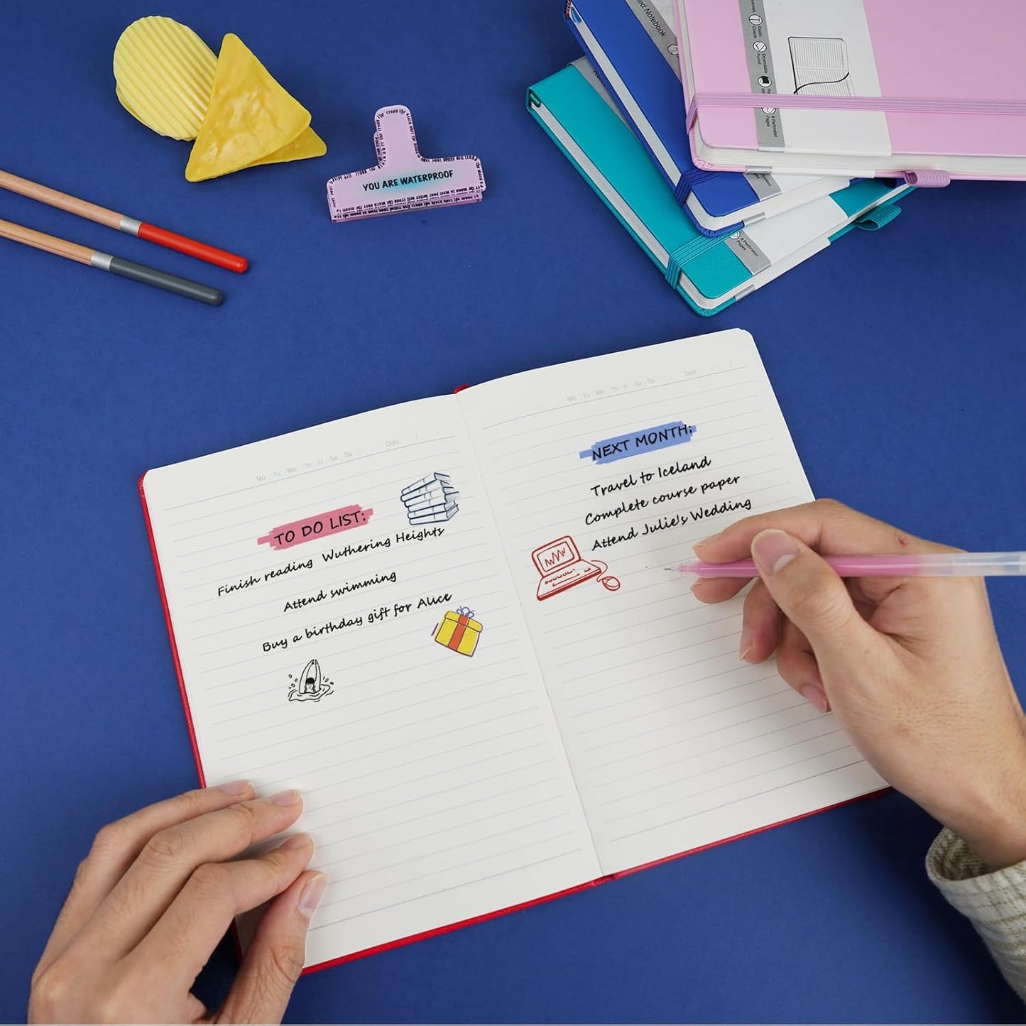 Lined Journal Notebooks for Work, Travel, College, A5 Size 100 GSM Thick Paper, Classic Ruled Journaling Notebook, Hardcover Notepad for Writing 160 Pages, 5.5 x 8.3 inch, Turquoise