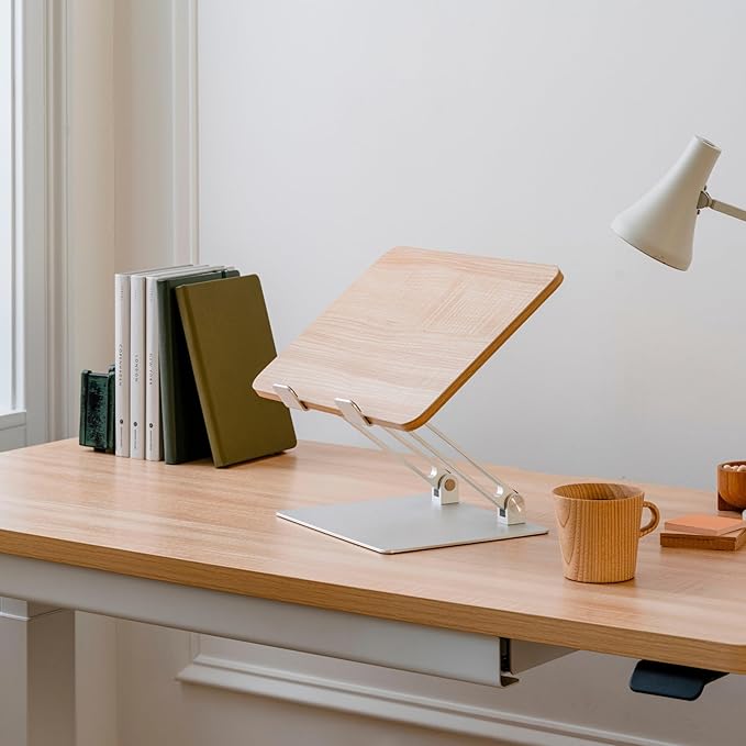 Branch Adjustable Laptop Stand - Elevate Ergonomics & Reduce Strain, Laptop Riser Customizable Height & Angle, Portable & Robust Design for Home or Office, Secure Silicon Grips - Woodgrain