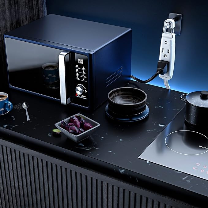 Maximm 360° Rotating Flat Plug Extension Cord with a Removable Hook, White Extension Cord 3 ft (16 Gauge) UL Certified