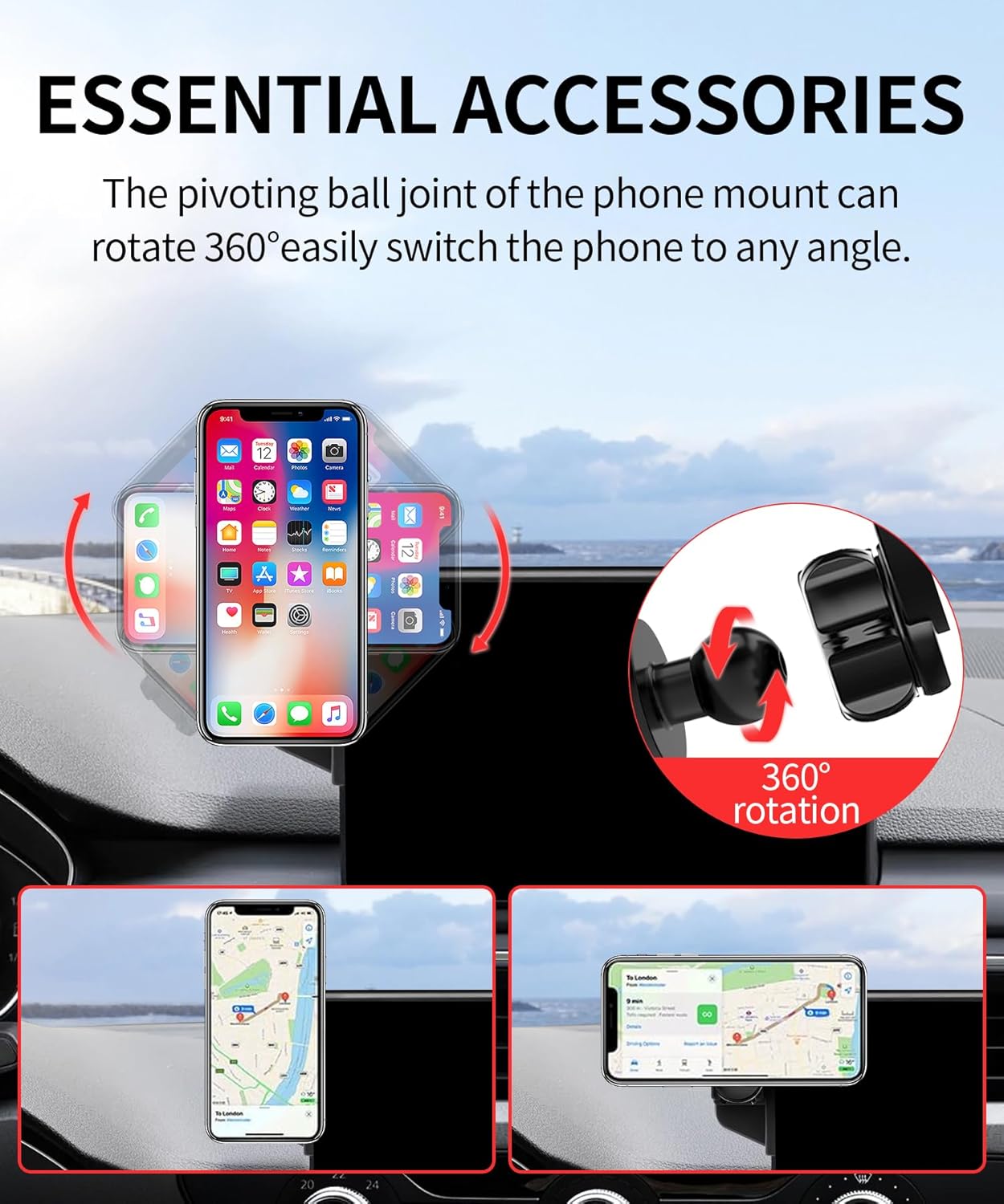 Car Phone Holder for Audi A4&S4 17-19 Accessories /Q5 18-20 Accessories A5 18-19 Accessories 7-inch Screen Fixed Clip, Phone Mount Compatible with MagSafe, 360° Rotation Cell Phone Holder