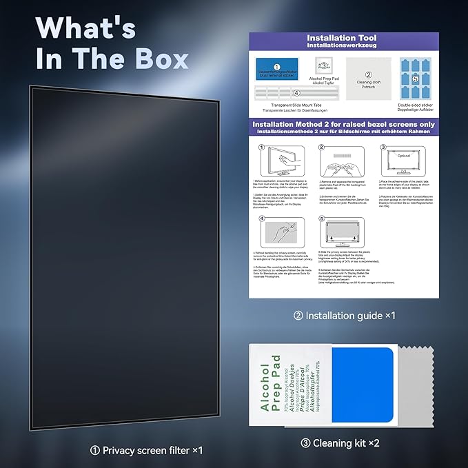 21.5 Inch Computer Privacy Screen Filter for 16:9 Widescreen Monitor, Removable Eye Protection Anti Glare Blue Light Filter Privacy Shield, Anti Scratch Anti Spy Screen Protector Film 21.5 in