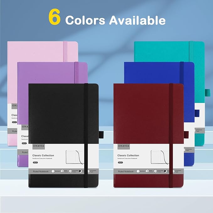 6 Pack Lined Journal Notebooks for Work, Travel, College, A5 Size 100 GSM Thick Paper, Classic Ruled, Hardcover Notepad for Writing 160 Pages, 5.5 x 8.3 inch, 6 Multicolors