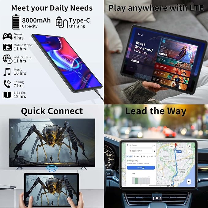 12 Inch Tablet Android 15 Tablets, 2025 Upgraded Android Tablet with Keyboard, 24GB RAM+256GB ROM(1TB Expand), Octa-Core, 2K 2000x1200 Display, 16MP Dual Camera, 8000mAh, 2.4G/5G WiFi, GPS (Silver)