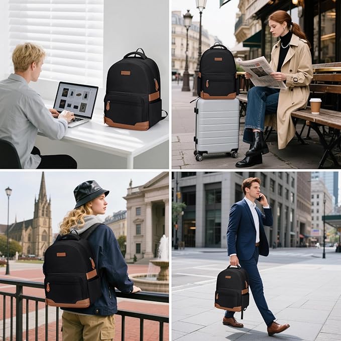 RealCool Laptop Backpack, 31L Travel Backpacks for Women Men, Fits up to 15.6-17 Inch,Water Resistant College Bookbag, for School Business Trip (Black)