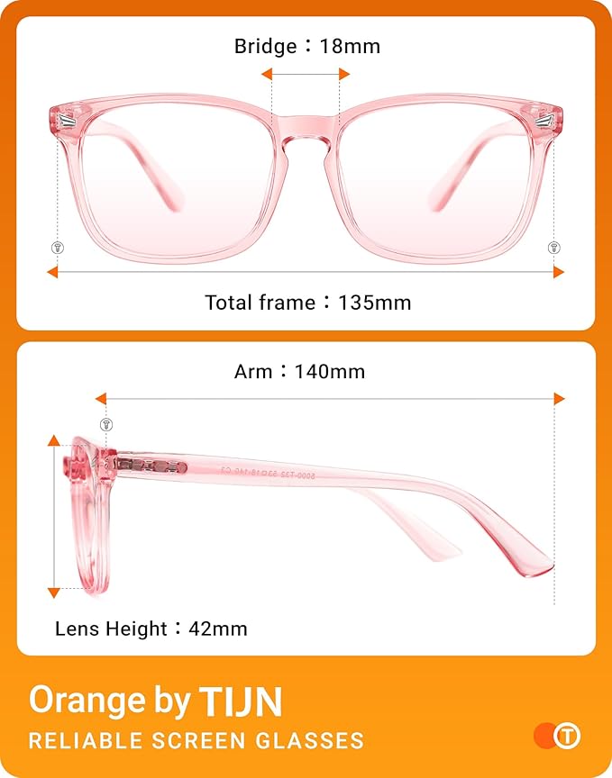 TIJN Blue Light Blocking Glasses for Women Men Clear Frame Square Nerd Eyeglasses Anti Blue Ray Computer Screen Glasses