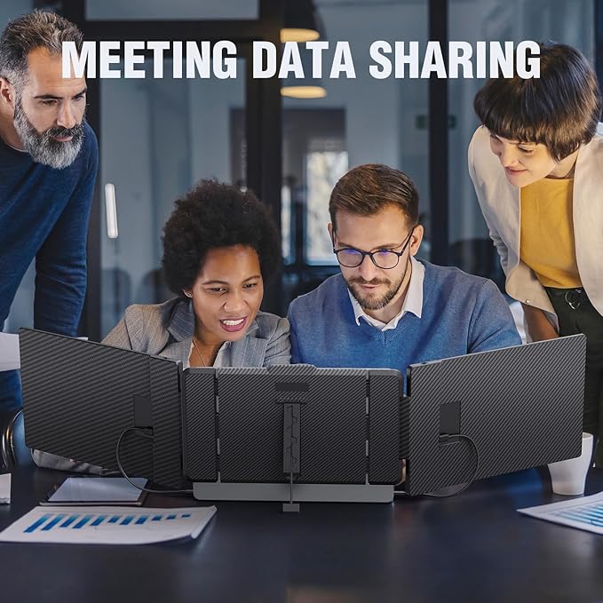 14'' Screen Extender Portable Laptop Plug-play, 1080P IPS Laptop Monitor Extender Built-in Speaker, HDMI/USB-A/Type-C Triple Monitor for 13''-17.3'' Laptops, Work with Mac, Windows, Chrome, Switch