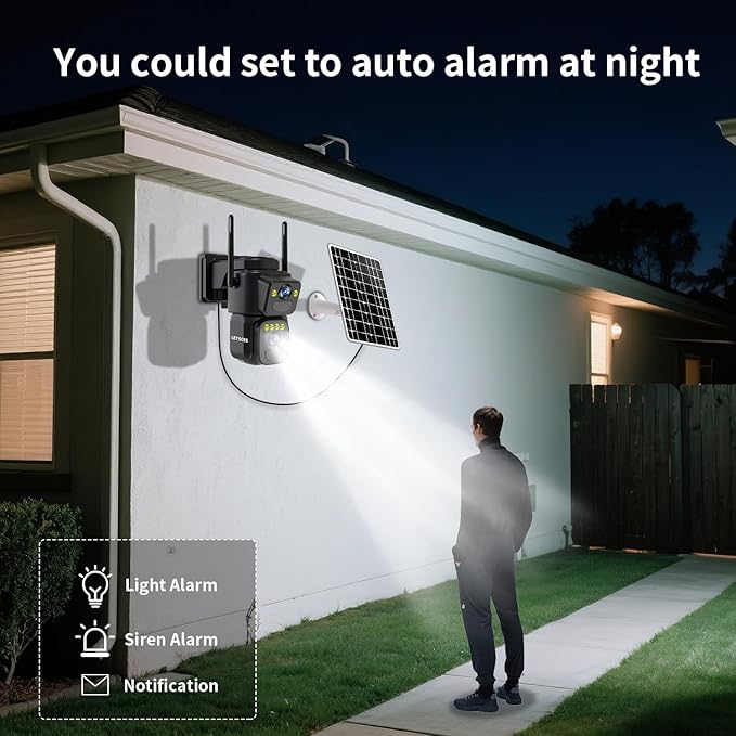 Security Cameras Outdoor WiFi,5G/2.4G Cameras for Home Security Solar Power with Dual Lens,Motion Detection,Night Vision,2-Way Audio,Weather Proof,No Subscription Fee