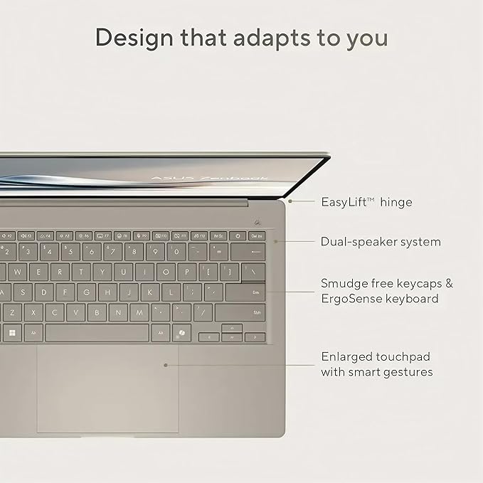 ASUS Zenbook A14 Copilot+ AI PC Laptop | 14" WUXGA OLED (100% DCI-P3) | Qualcomm Snapdragon X Plus (Up to 45 Tops) | 16GB RAM 1TB SSD | for Creator Business Professional Win11 w/DLCA Accessory