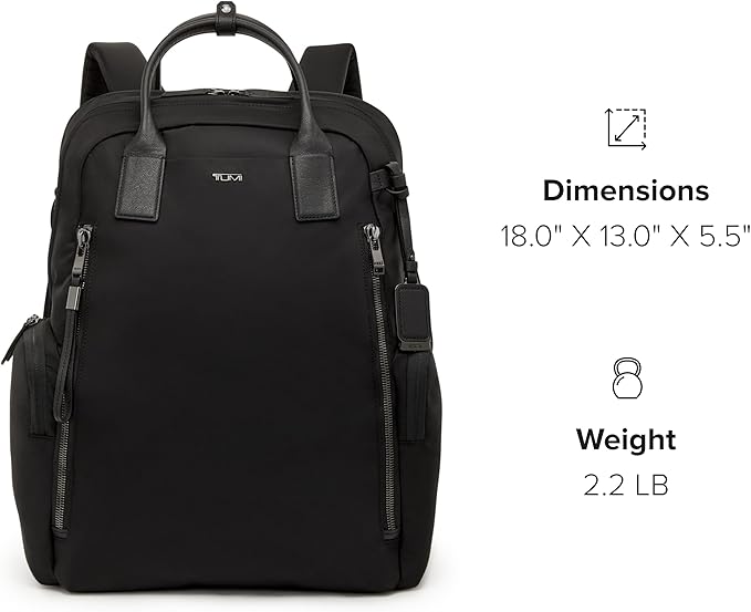 TUMI - Voyageur Atlanta Backpack - Travel Backpack for Women - For Business, Commute - Holds Up to 17" Laptop - Black & Gunmetal Hardware