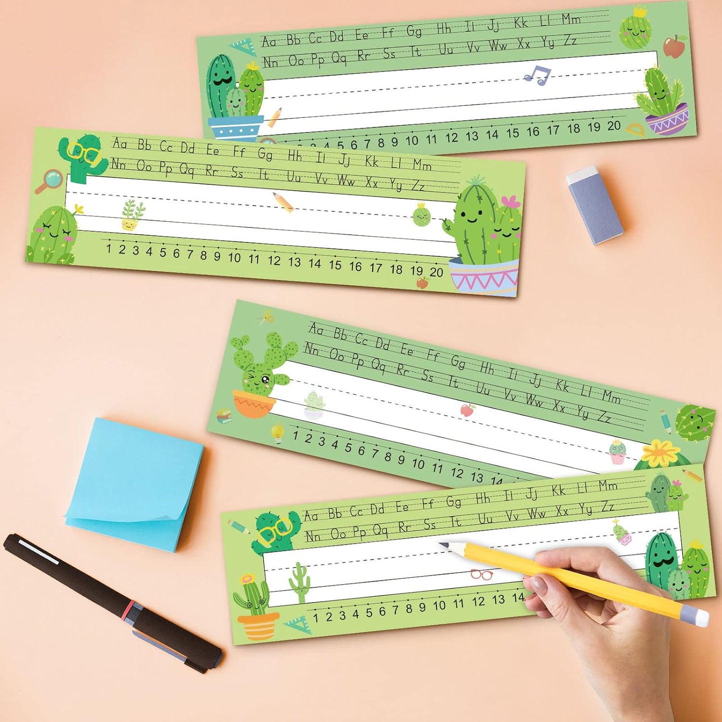 Outus 48 Pcs Cactus Name Tags Label Cactus Cutouts Nameplate for Classroom School Name Tags for Desk Decor for Kids Preschool Bulletin Board(Cactus)