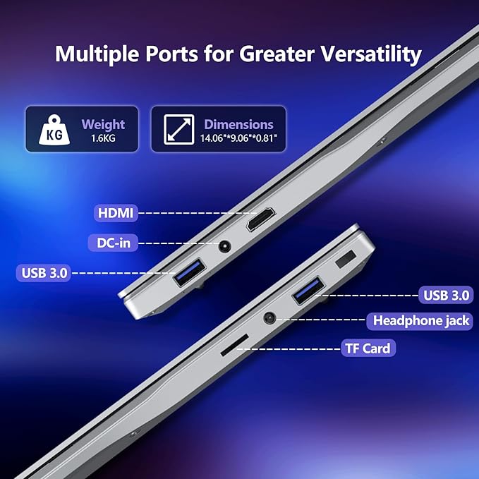 2025 Laptop, 15.6 inch Laptop Computer with 16GB DDR4 512GB SSD, N5095 Quad-Core up to 2.9GHz, Portable Laptop with Backlit Keyboard, Fingerprint, FHD 1920 * 1200, WiFi5, BT4.2, Win 11 Pro