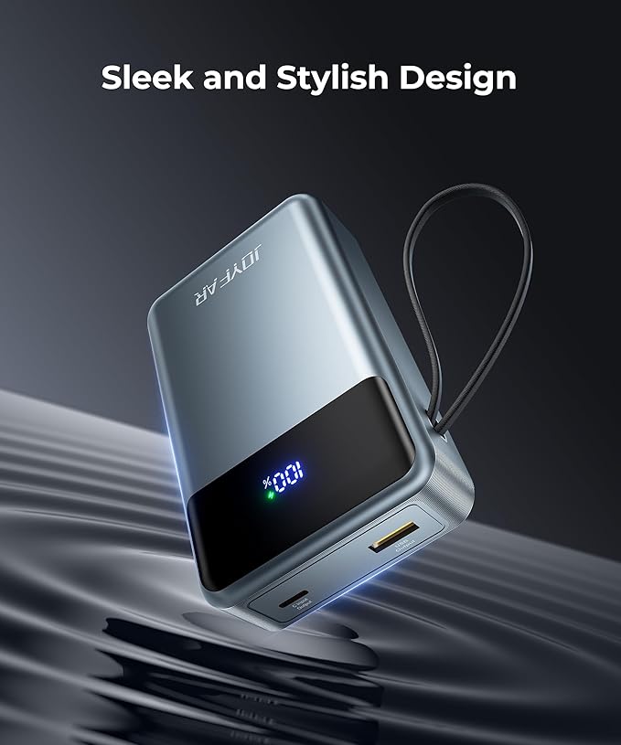 Portable Charger Power Bank - 30000mAh 65W Laptop Travel Essentials Battery Pack USB C Built in Cable Phone Fast Charging Compatible with iPhone 16 15 14 13 iPad MacBook Samsung Google (Grey)