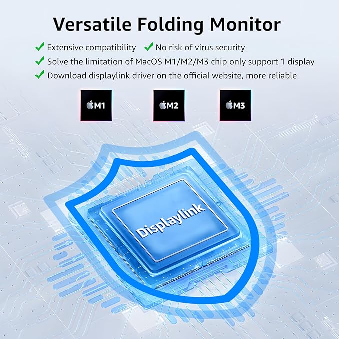 Laptop Screen Extender 15.6 Inch FHD 1080P 360° Foldable Dual Monitors 120% sRGB ΔE<2 HDMI USB-C Stacked Triple Portable Monitor for Laptop PC Windows Mac with Kickstand VESA Mountable