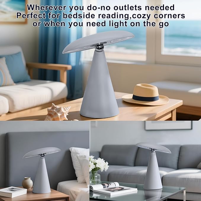 Elegant & Modern “Magnetic Cordless LED Table Lamp – Portable Touch-Dimmable Bedside Light for Bedroom, Living Room & Small Spaces (Gray)”