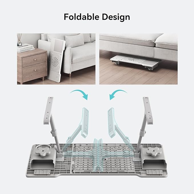 Newtral Laptop Bed Tray Desk, Height & Angle Adjustable Foldable Laptop Stand w/Cup Holder, Mousepad, Laptop Table Bookstand for Gaming, Working, Sofa & Office Chairs Use (Grey, Upgrade)