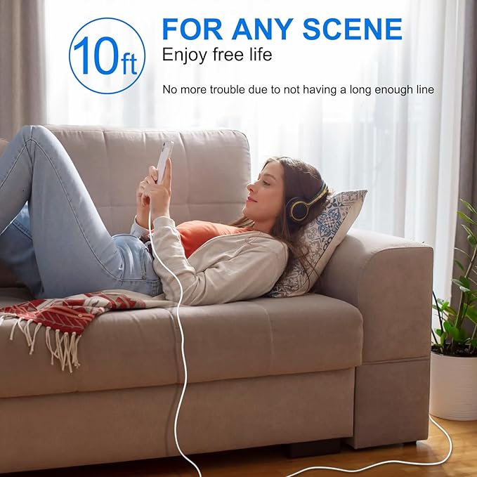 iPhone 17 16 15 Charger Fast Charging, 3 Pack PD 20W USB C Charger with 10FT Cord, USB C Cable Type C Chargers Block for iPhone 17/17 Pro/17 Pro Max/16/16 Plus/16 Pro/16 Pro Max/15/15 Pro(White)