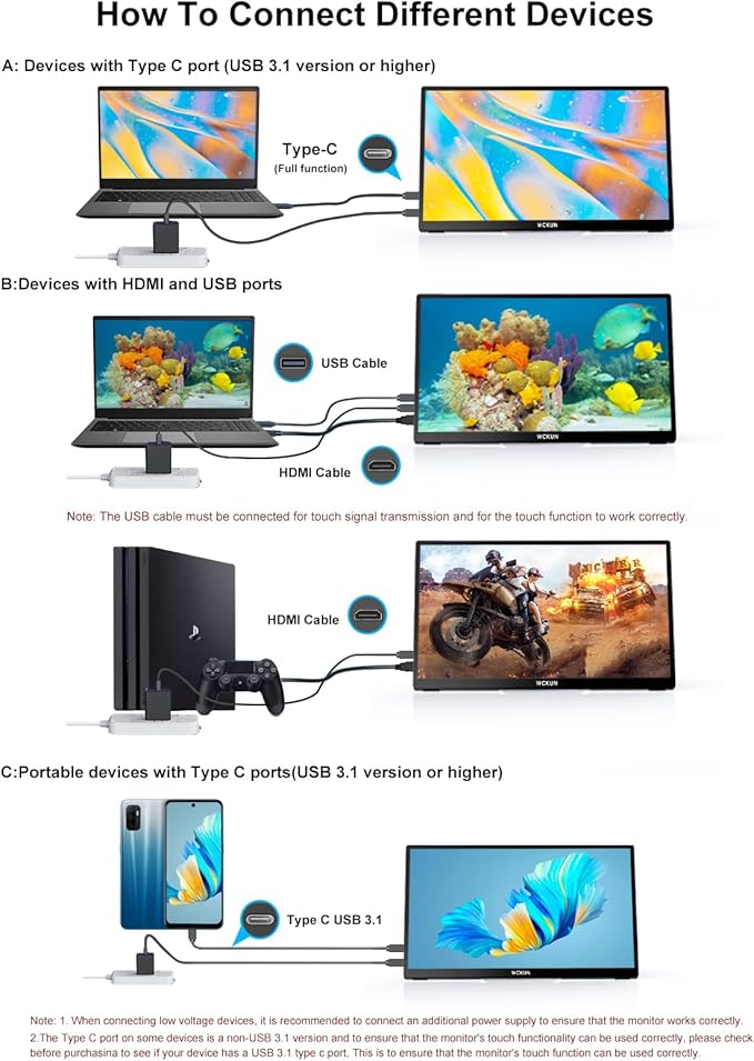 4K Portable Touch Monitor, 15.6" inch 3840 * 2160 UHD w/USB-C HDMI Laptop Monitor, 2000:1 100% RGB IPS ,Aluminum Alloy Shell,10-Point Touch,Dual Speaker, HDR, for Home, Work