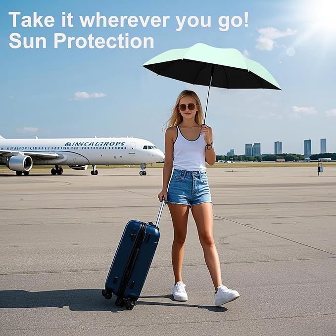 BAODINI Travel Essentials Mini Umbrella for Purse With Case Small Compact UV Sun Protection Lightweight Tiny Pocket Manual Open Close Umbrella for Women Kids and Men Fit Purse Backpack