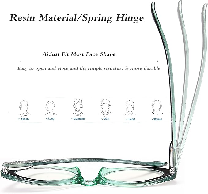 EYEURL Cat Eye Reading Glasses for Women - Blue Light Blocking 4 Pack Ladies Fashion Readers with Flexible Spring Hinges, Anti-Glare&UV Rays +2.00 Eyeglasses, Black/Brown/Green/Purple