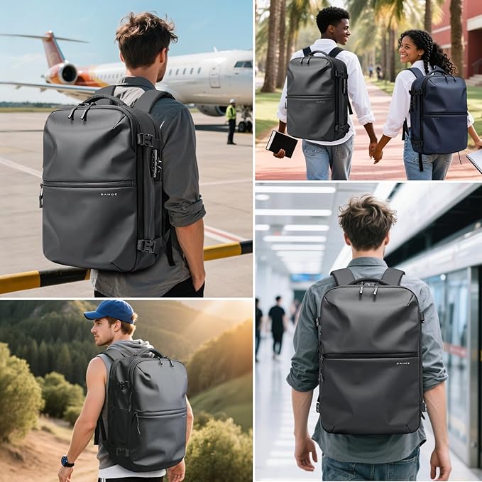 BANGE Travel Backpack with TSA lock version can hold 15.6 inch Laptop suitable Daily Commute and Overnight Flight Approved Anti-theft Bag
