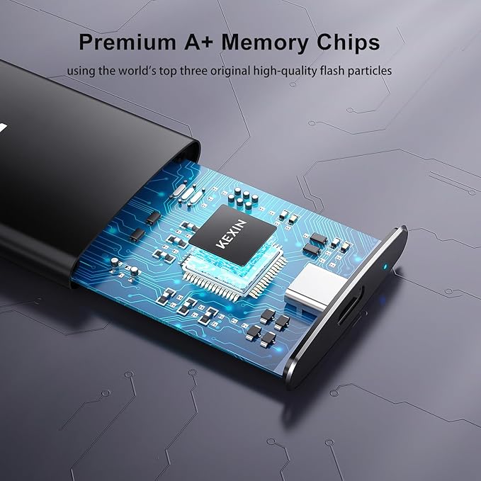 KEXIN 512GB External SSD Up to 500MB/s USB-C Portable SSD USB 3.1 External Solid State Drive 512G Type-C External Drive for Laptop, Mac, Xbox,PS4 and More