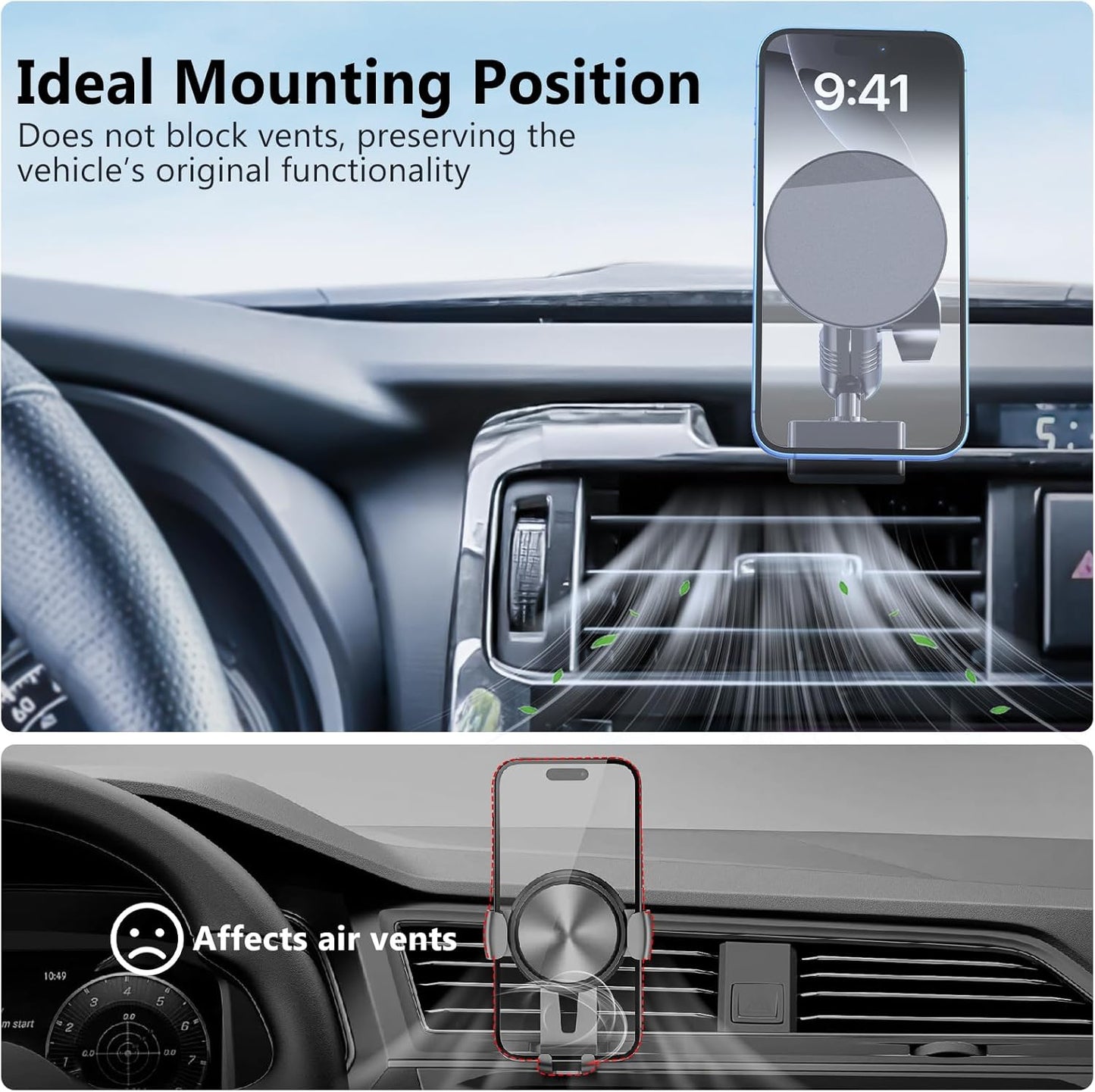 Metal Ultra Magnetic Phone Mount for Toyota 4Runner 2024 2023 2022 2021 2020-2010 5th Gen 4runner Accessories Dash Cell Phone Holder Adjustable Phone Stand Fit for All Smartphone for MagSafe
