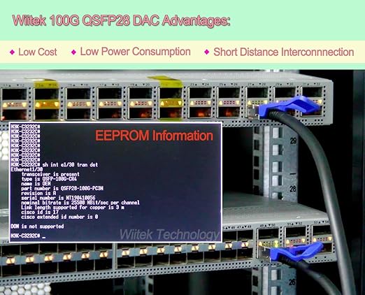 100GbE QSFP28 DAC Twinax Cable, 1 Meter 100GBASE-CR QSFP28 to QSFP28 Passive Copper Cable, Compatible for Cisco QSFP-100G-CU1M, Ubiquiti, Mikrotik, Netgear, Supermicro, Open Source Switches