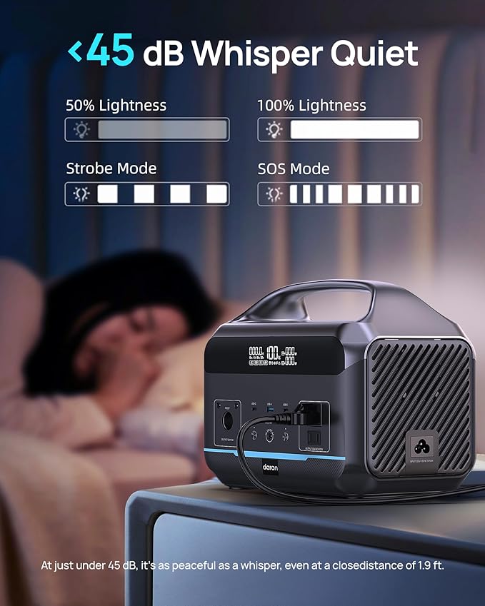 Portable Power Station, Outdoor 288Wh(90,000mAh) LiFePO4 Battery, 600W(1200W Surge) AC Outlets, 1.7H Fast Charging Solar Generator for Camping, RV Travel, Home Use(Solar Optional)