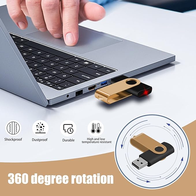 EASTBULL 2GB USB Flash Drive Bulk Thumb Drives 20 Pack with Lanyards USB 2.0 Memory Sticks Zip Drive Pen Drive for Storage and Backup Gold 20PCS 2GB