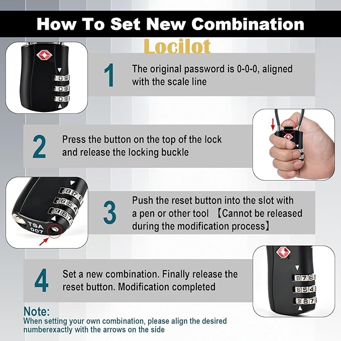 5pcs TSA Approved Luggage Locks with 10pcs Zipper Locks, Zinc Alloy Combination Locker Suitcase Lock, TSA Locks for Luggage, Combination Lock for Locker Backpack (TSA007)
