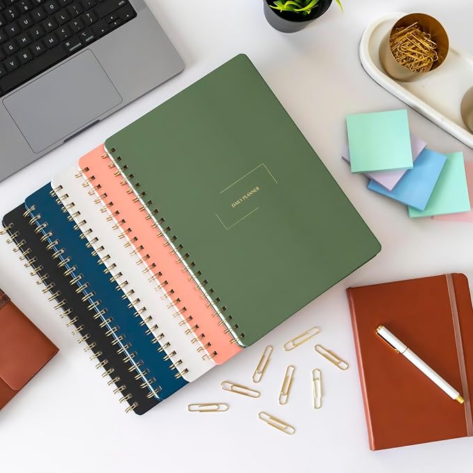 Undated Daily Planner | 8.25” x 11.75” To Do List Notebook | Work Productivity ADHD Organizer | Men and Women Planner | College Supplies | Pink | Portrait Layout