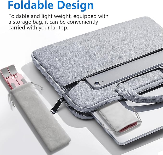 Laptop Stand for Desk, Aluminum Metal MacBook Stand,Computer Riser for Desk, Portable Foldable Adjustable Notebook Holder, Compatible with 10-15.6 Inch Laptops, iPad, Rose Gold.