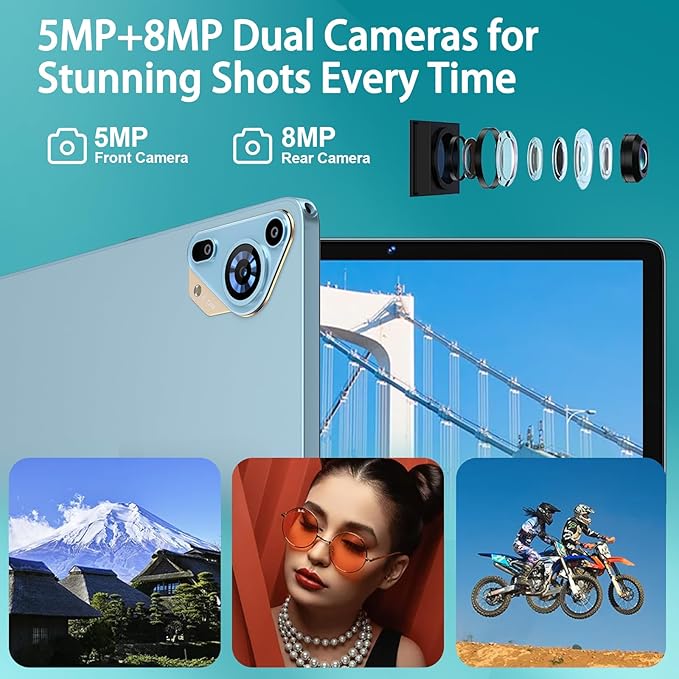 2025 Upgraded Android 15 Tablet 10.1 Inch Octa-Core Tablets with Keyboard Mouse, 22GB+128GB+1TB Expand, 8000mAh Large Battery,1280x800 IPS HD Touch Screen, Widevine L1, 5G WiFi, GPS-Metal Blue