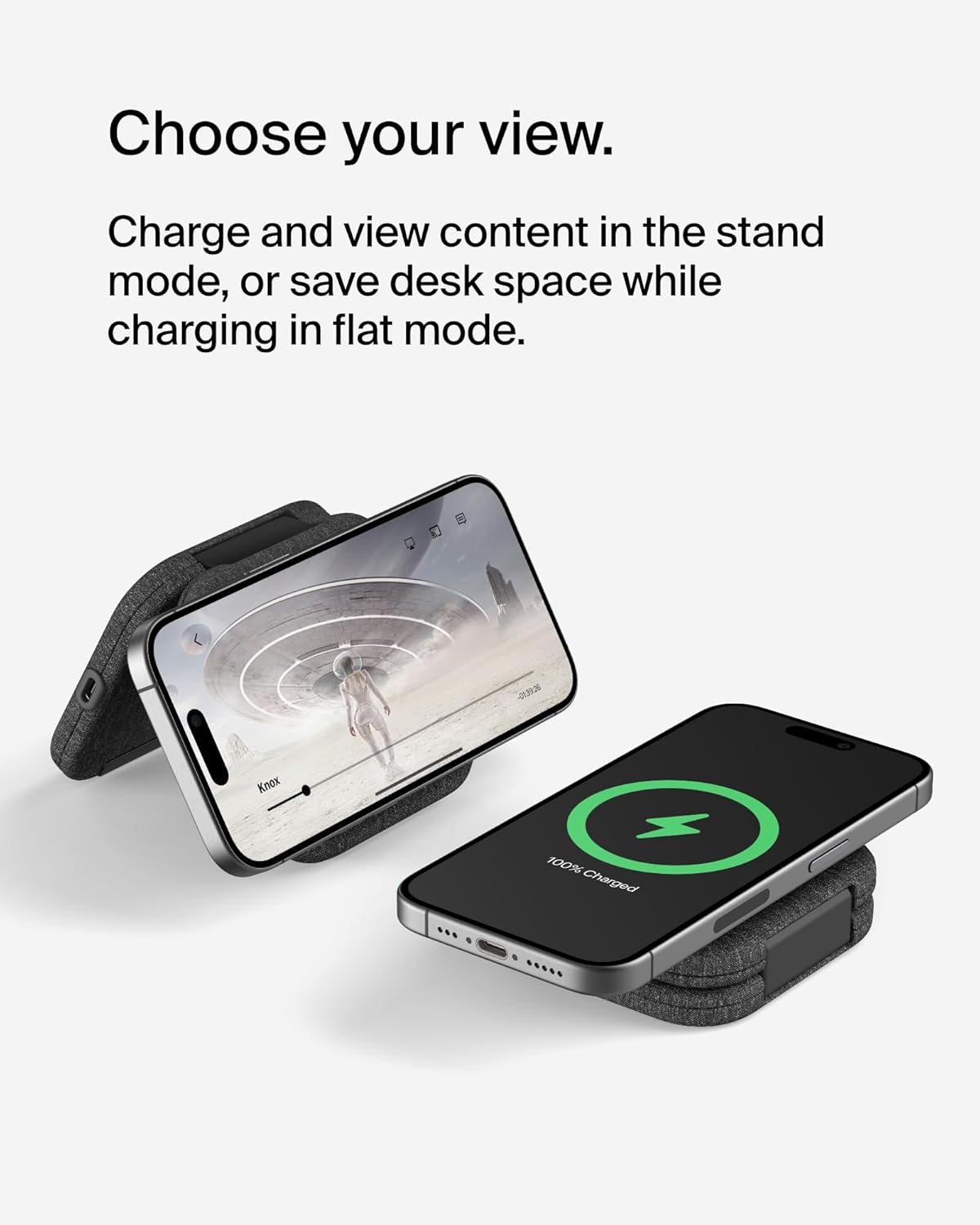 Belkin 2-in-1 Magnetic Charging Travel Pad 15W - MagSafe-Compatible Foldable Qi2-Certified Wireless Charging Station, iPhone Charger for iPhone 16 Series, Apple Watch 9, AirPods, and More - Black