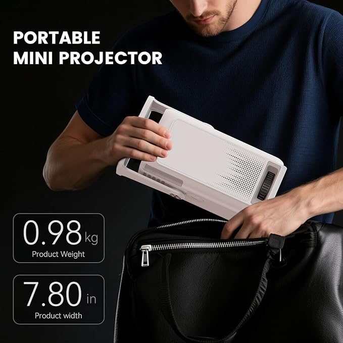 Mini 4K Projector, 1080P Full HD Smart Outdoor Portable Movie Small Projector with Wifi and Bluetooth & 270°Rotatable Stand, Android 13 OS, Auto Keystone, Support Big Screen for Home Bedroom