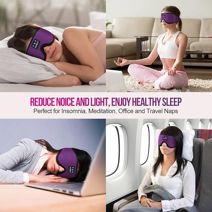 MUSICOZY 3D Bluetooth 5.4 Sleep Headphones, Breathable Wireless Music Eye Mask, Sleeping Headphones with Headband for Side Sleepers, Women, Men, Air Travel, Unique Tech Gifts