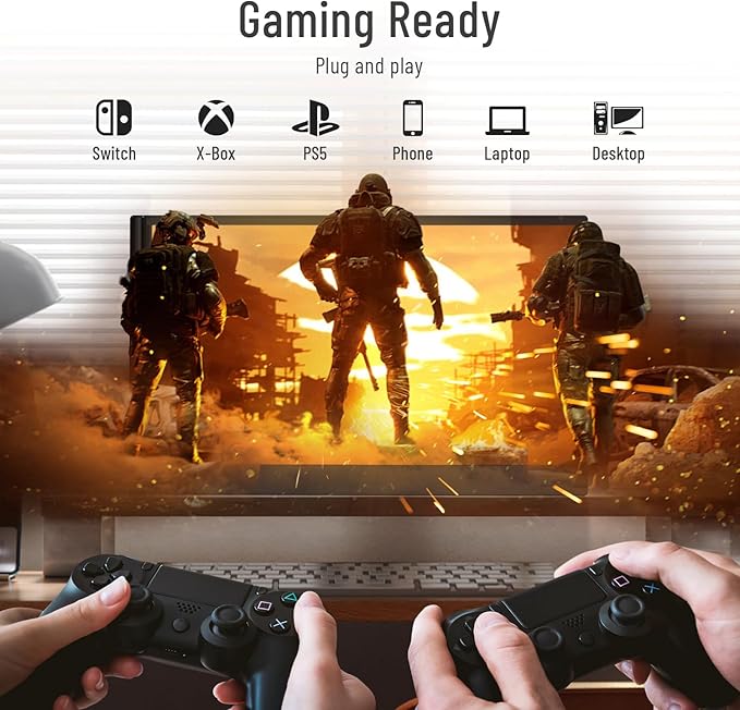 14" Triple Laptop Screen Extender, 1080P FHD IPS Ultra-Slim Portable Dual Monitor for Laptop, USB C HDMI Plug-Play Monitor Extender for Triple Display for MacOS/Windows, Fits 13-17.3" Laptops