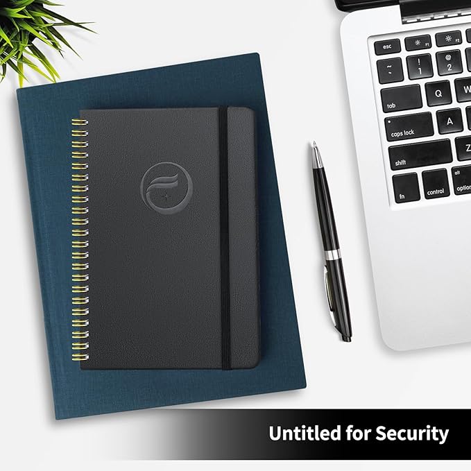 Password Book with Alphabetical Tabs, Password Keeper Book for Seniors, Individual & Colorful Tabs, Spiral Hardcover Password Notebook for Website Logins, 5.7" x 7.7", Black