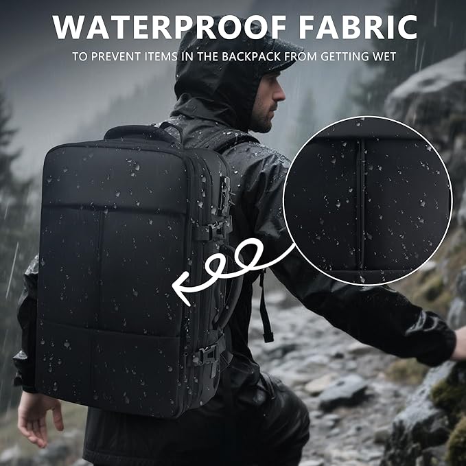 Vacuum Backpack Travel,80L Exapandable Air Compression System,Water Resistant & TSA Anti Theft,Strong Sealing,Available for boarding, Ideal for Travel/Laptop, Black(Vacuum Pump Included)