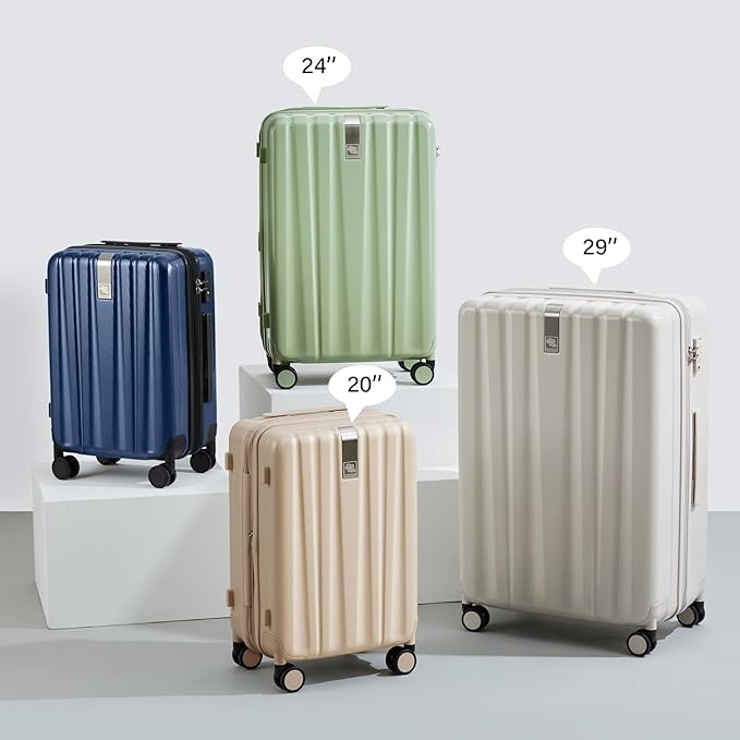 Hanke 24 Inch Expandable Checked Luggage Lightweight PC Hard Shell Luggage Suitcases with Wheels Travel Luggage Rolling Large Suitcase Travel Luggage Bag for Go to University.(Cuba Sand Pink)