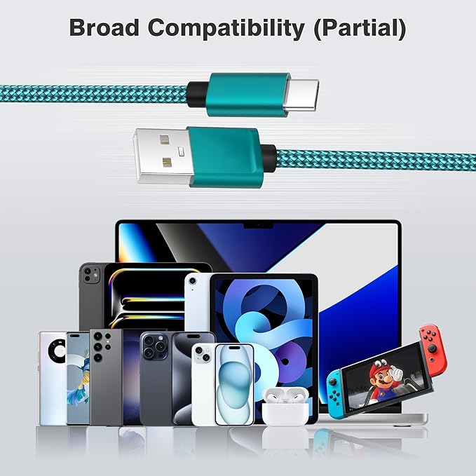 Elebase for Samsung Galaxy S25 Charger Cable 1.5/3.3/6.6FT 3Pack,USB A to Type C Charging Cord for Car,S24 S23 S22 Tab S10 S9 S8 S7 A9 A8 A7 Plus Ultra FE,Z Flip Fold,Kindle Fire HD Paperwhite Scribe