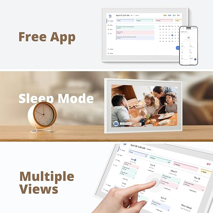 Dragon Touch 21.5" Digital Calendar Chore Chart – 1080P Full HD Interactive Touchscreen, Smart Family Planner, Hearth Display Digital Calendar Wall & Desk Mountable for Seamless Scheduling
